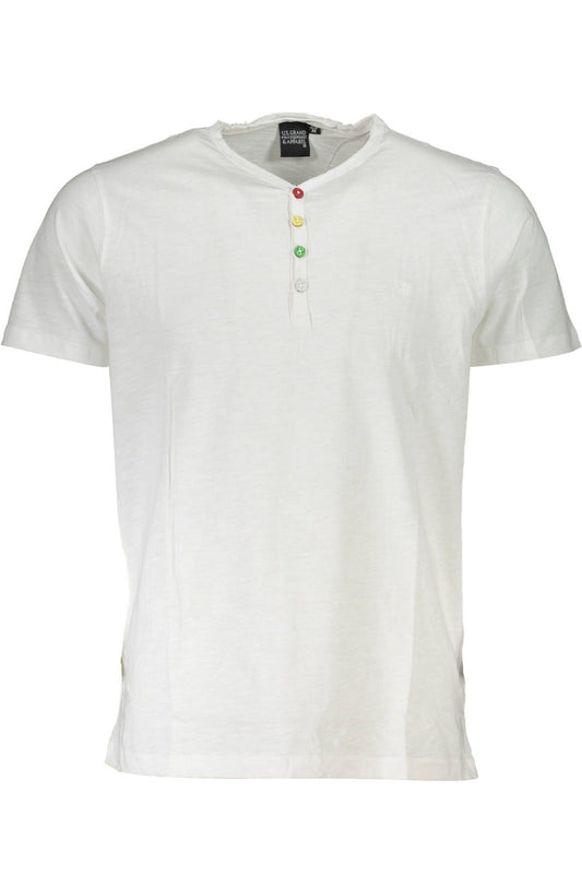 Elegant White V-Neck Embroidered Tee