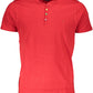 Elegant Red V-Neck Buttoned Tee