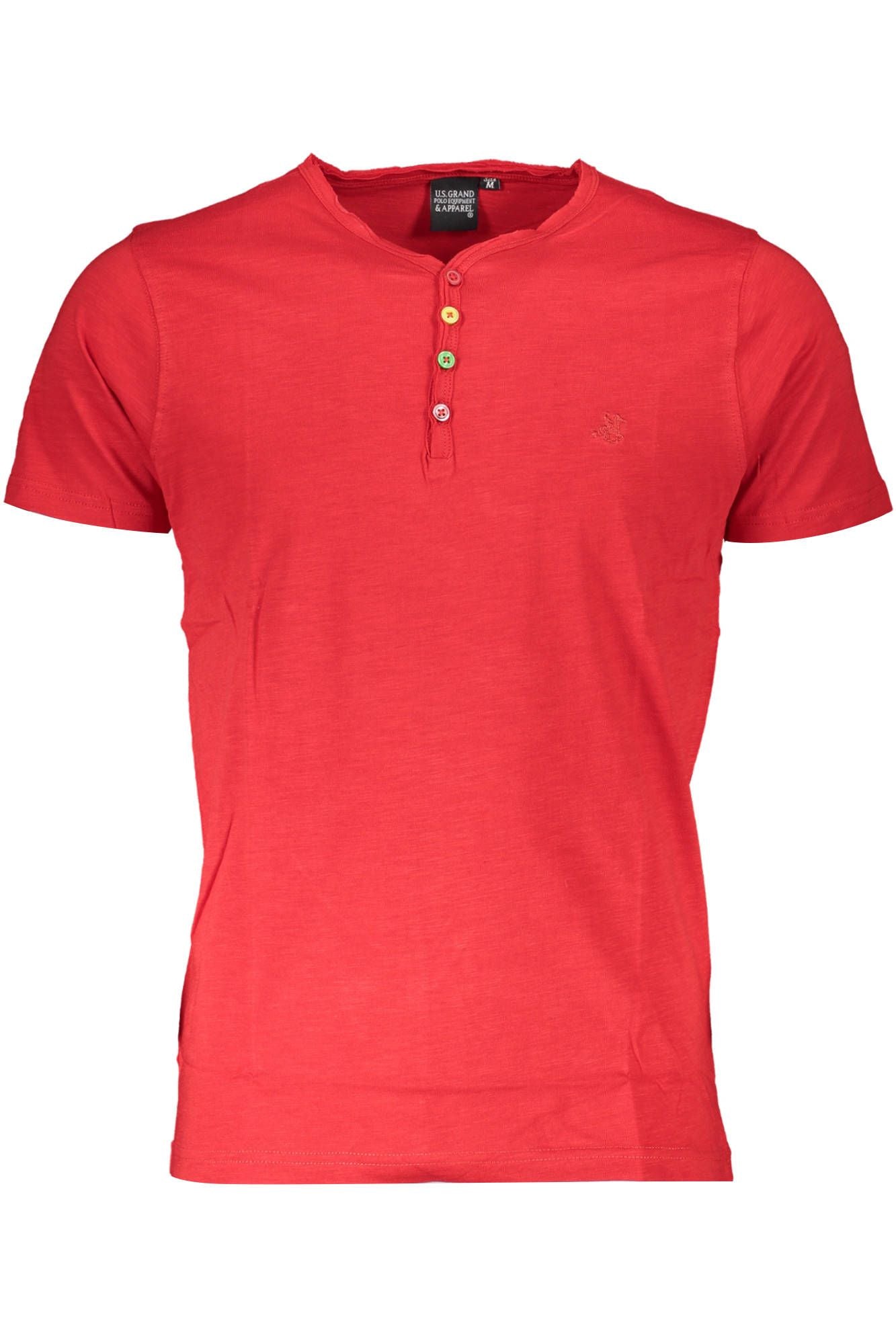 Elegant Red V-Neck Buttoned Tee