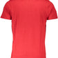 Elegant Red V-Neck Buttoned Tee