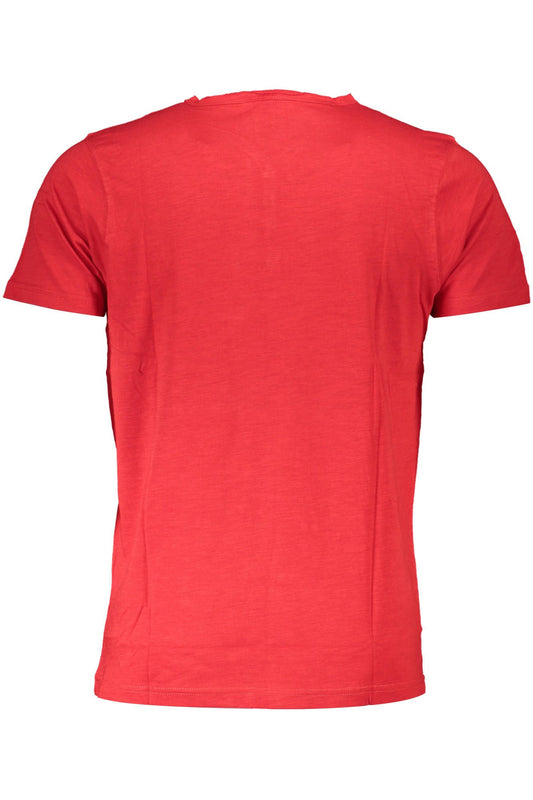 Elegant Red V-Neck Buttoned Tee