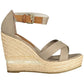 Chic Ankle Strap Wedge Sandals with Logo Detail