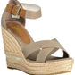 Chic Ankle Strap Wedge Sandals with Logo Detail