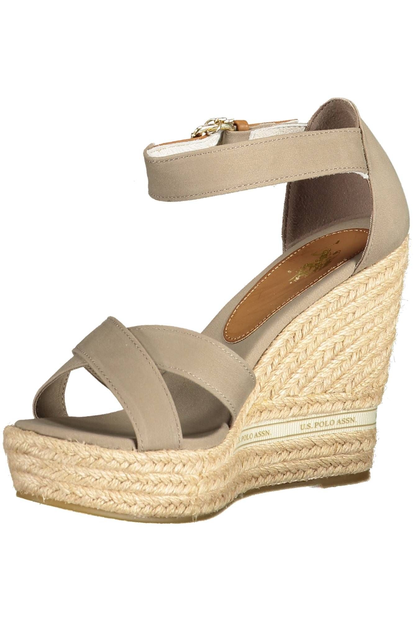 Chic Ankle Strap Wedge Sandals with Logo Detail