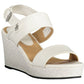 Chic Ankle Strap Wedge Sandals with Contrasting Logo