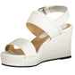 Chic Ankle Strap Wedge Sandals with Contrasting Logo