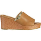Chic Brown Wedge Sandals with Contrasting Details