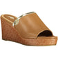 Chic Brown Wedge Sandals with Contrasting Details