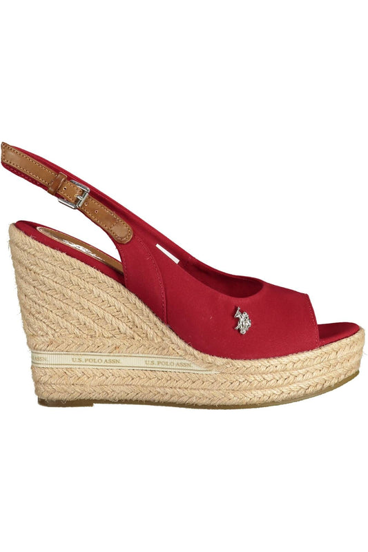 Chic Red Wedge Sandals with Contrasting Accents