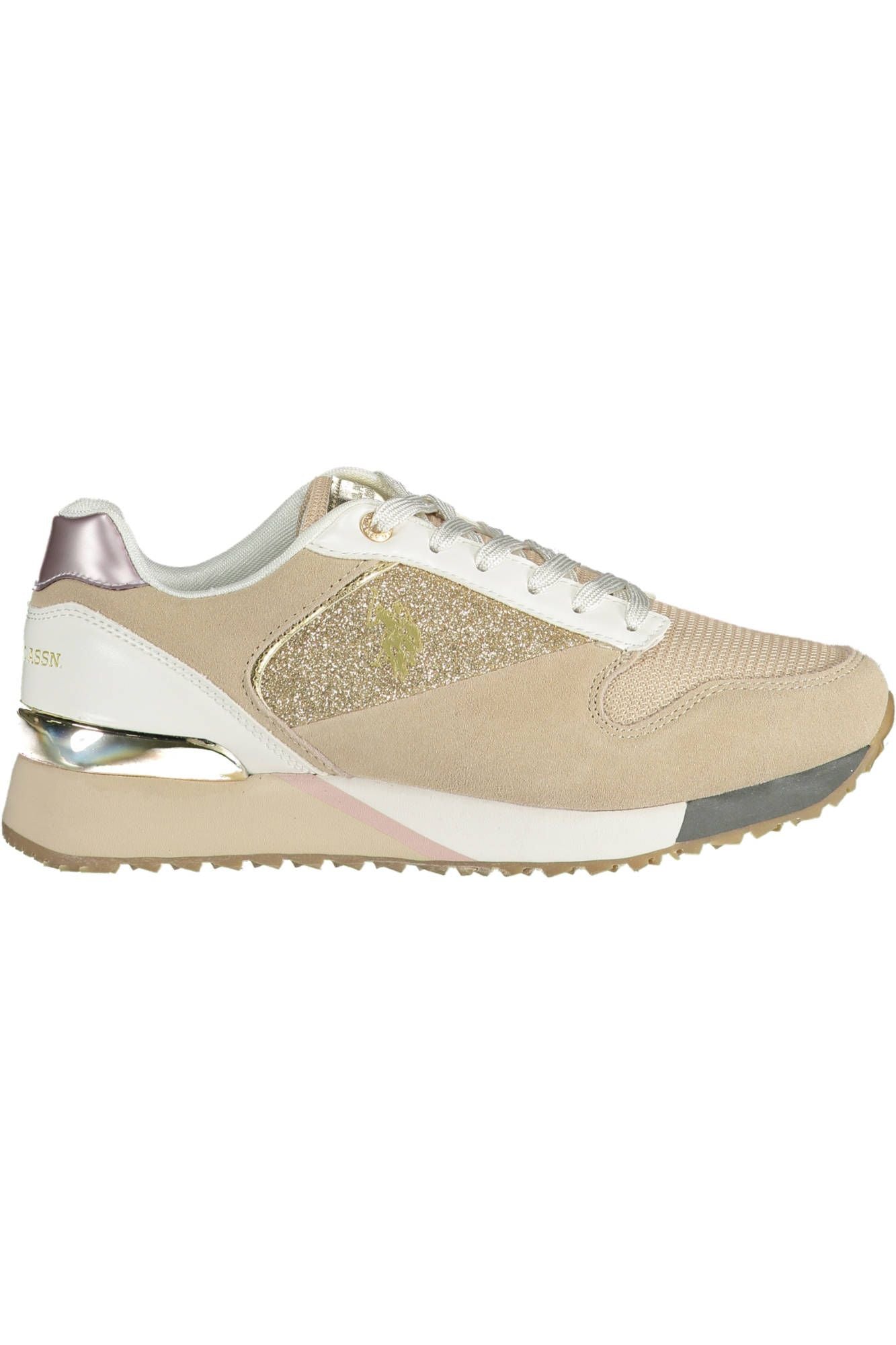 Chic Beige Sports Sneakers With Logo Detail