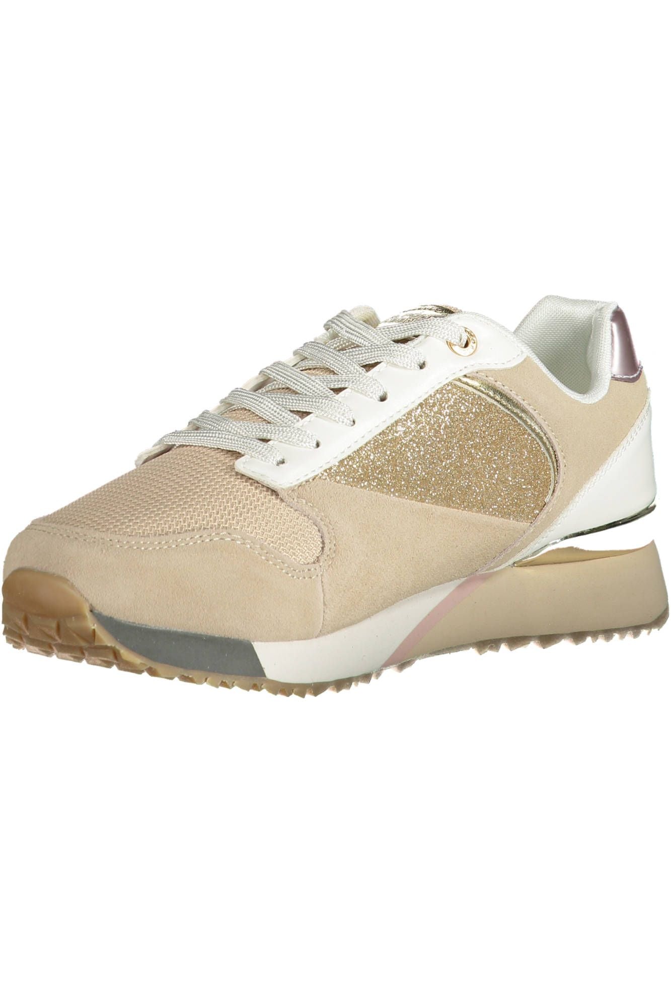 Chic Beige Sports Sneakers With Logo Detail