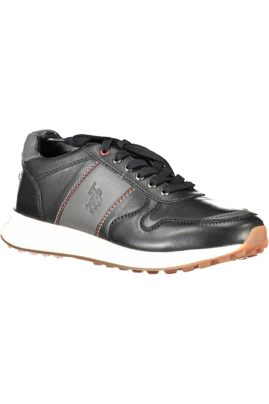 Sleek Black Eco Leather Sneakers with Logo Detail