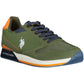 Sporty Green Lace-Up Sneakers with Logo Accent