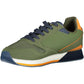 Sporty Green Lace-Up Sneakers with Logo Accent