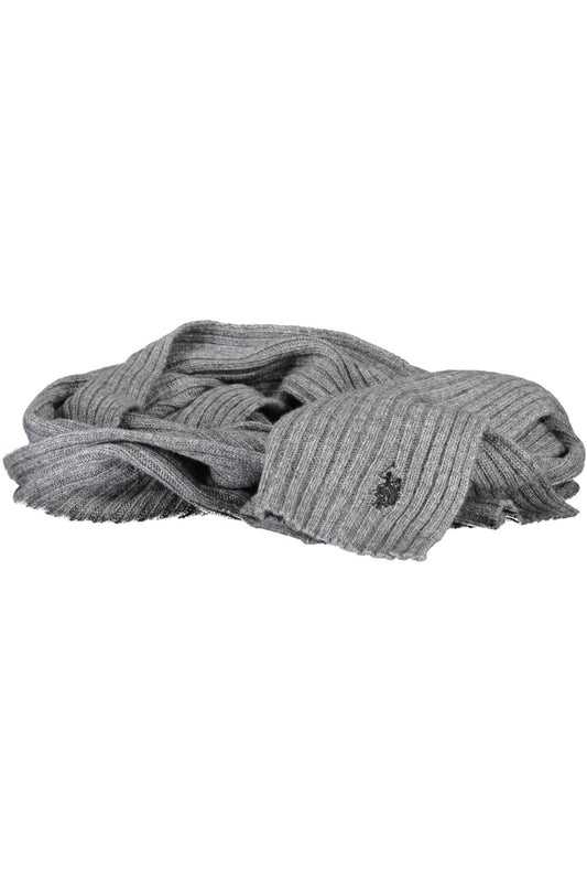 Classic Gray Wool Scarf with Logo