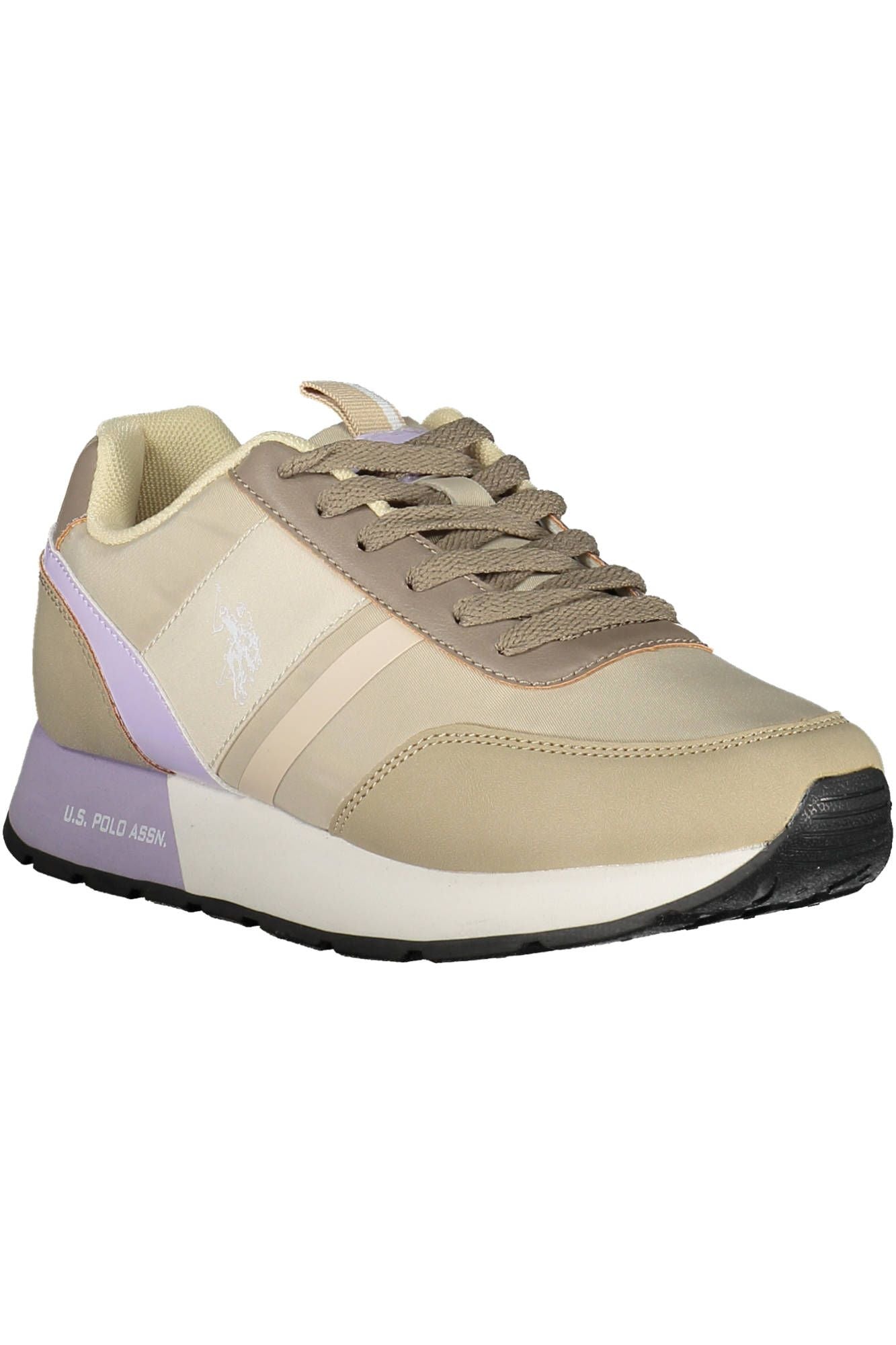 Chic Beige Lace-Up Sneakers with Logo Accent