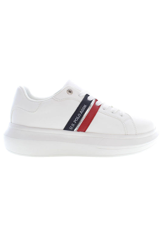 Chic White Lace-Up Sneakers with Logo Detail