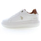 Chic White Lace-Up Sports Sneakers with Logo Detail