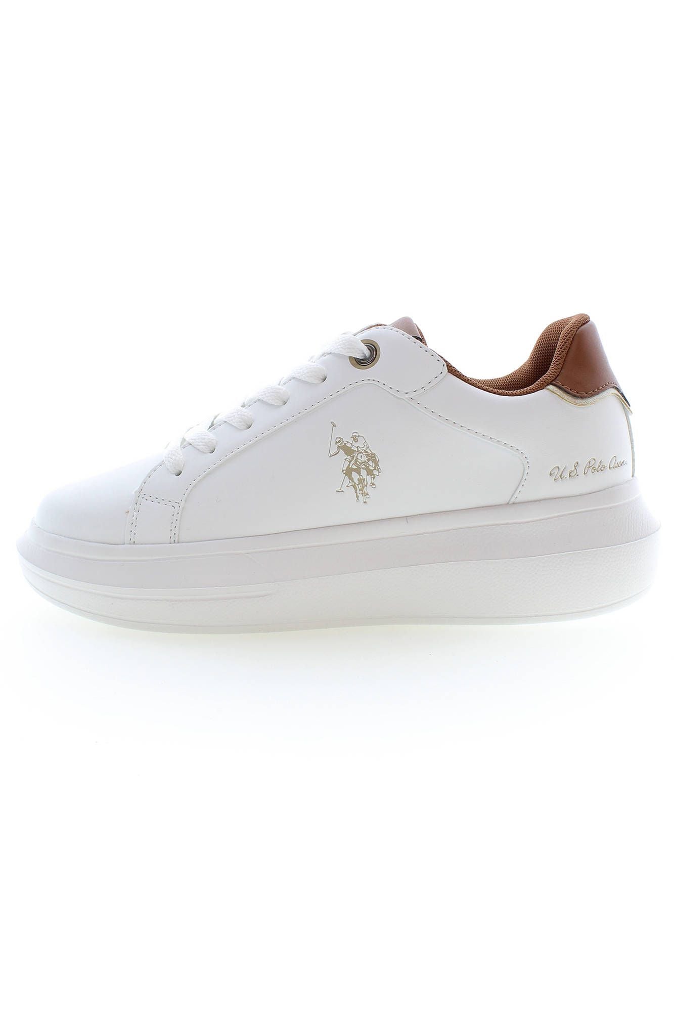 Chic White Lace-Up Sports Sneakers with Logo Detail