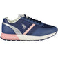 Chic Blue Lace-Up Sneakers with Logo Accent