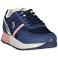 Chic Blue Lace-Up Sneakers with Logo Accent