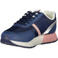 Chic Blue Lace-Up Sneakers with Logo Accent