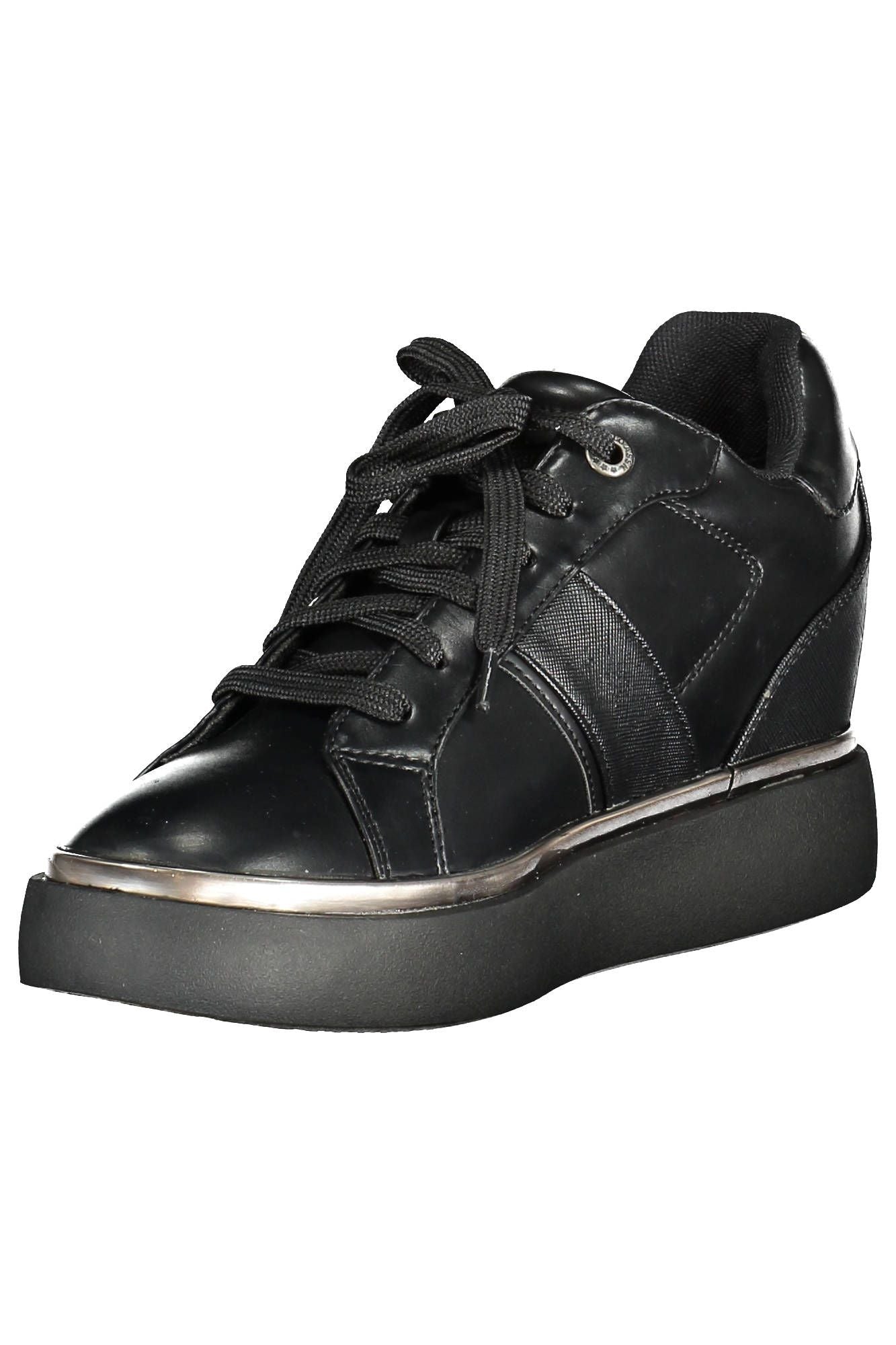 Chic Black Lace-Up Sneakers with Logo Detail