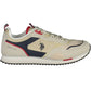 Beige Lace-Up Sneakers with Logo Detailing