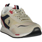 Beige Lace-Up Sneakers with Logo Detailing