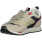 Beige Lace-Up Sneakers with Logo Detailing
