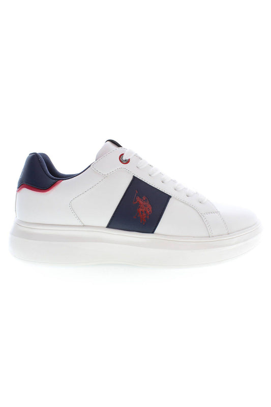 Chic White Lace-Up Sports Sneakers With Logo Detail