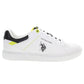 White Lace-Up Sneakers with Contrast Accents