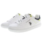 White Lace-Up Sneakers with Contrast Accents