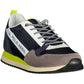 Chic Blue Lace-Up Sport Sneakers with Logo Detail