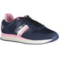 Blue Lace-Up Sports Sneakers with Logo Accent