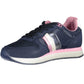 Blue Lace-Up Sports Sneakers with Logo Accent