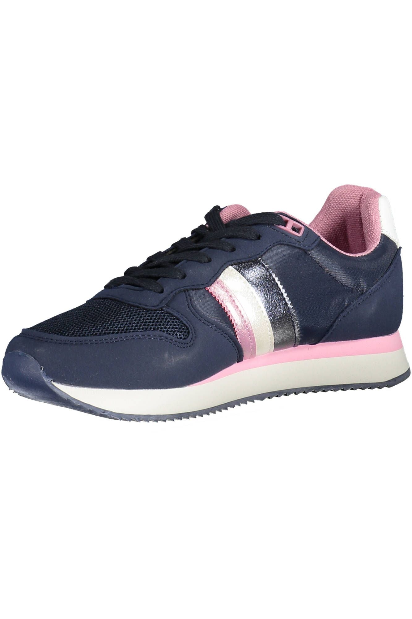 Blue Lace-Up Sports Sneakers with Logo Accent