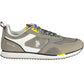 Sleek Polyester Lace-Up Sneakers in Gray