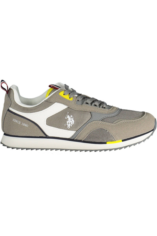 Sleek Polyester Lace-Up Sneakers in Gray