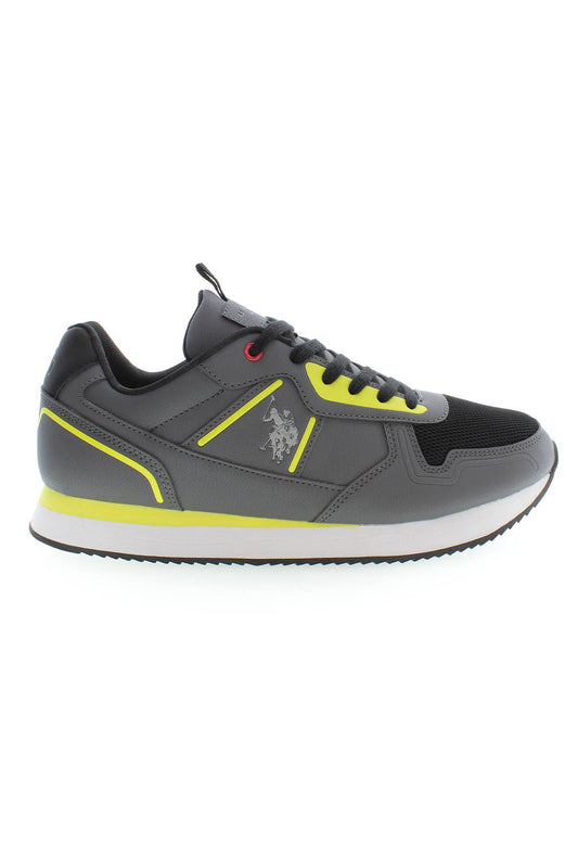 Sleek Gray Sporty Sneakers with Logo Accents