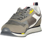 Sleek Polyester Lace-Up Sneakers in Gray
