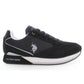Black Lace-Up Sneakers with Logo Contrast Details