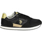 Sleek Black Polyester Sports Sneakers