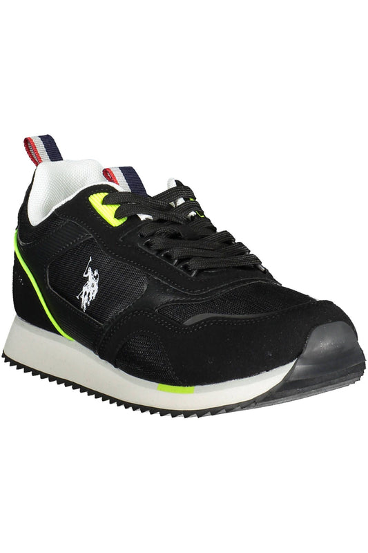 Elegant Black Polyester Sports Sneakers