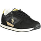 Sleek Black Polyester Sports Sneakers