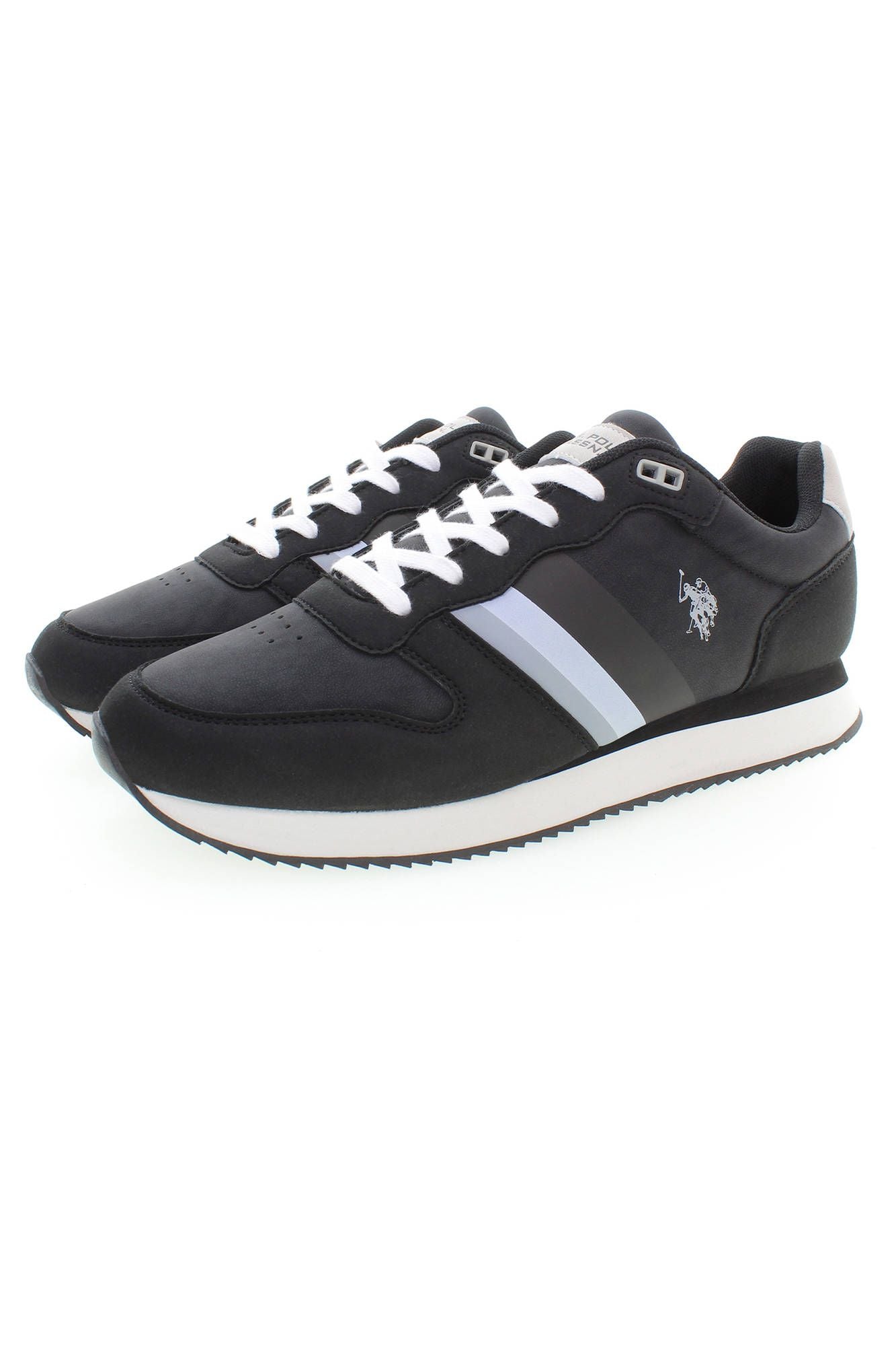 Black Lace-Up Sneakers with Logo Detail