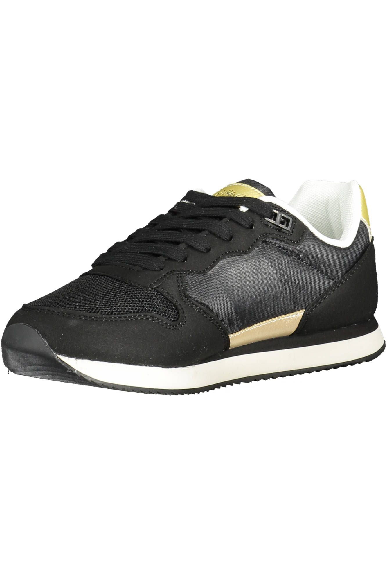 Sleek Black Polyester Sports Sneakers