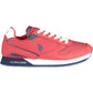 Red Polyester Sports Sneakers with Logo Detail