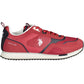Chic Red Lace-Up Sneakers with Bold Logo Detail