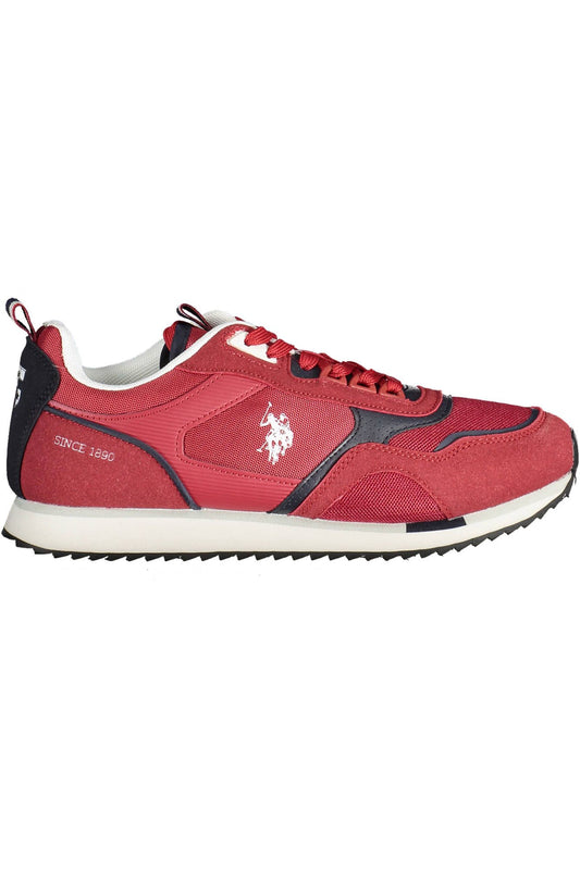 Chic Red Lace-Up Sneakers with Bold Logo Detail